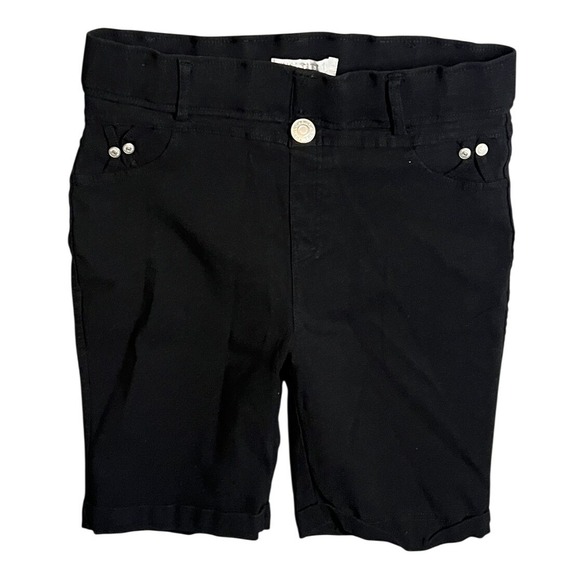 Thrill Jeans Pants - Thrill Jeans Women's Large Black Bermuda Shorts Pull On Stretch Denim